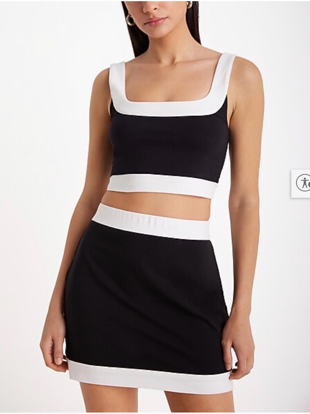 NWT NEVER WORN Sold out EXPRESS Black and White Crop (s) Top and Skirt (m) Set